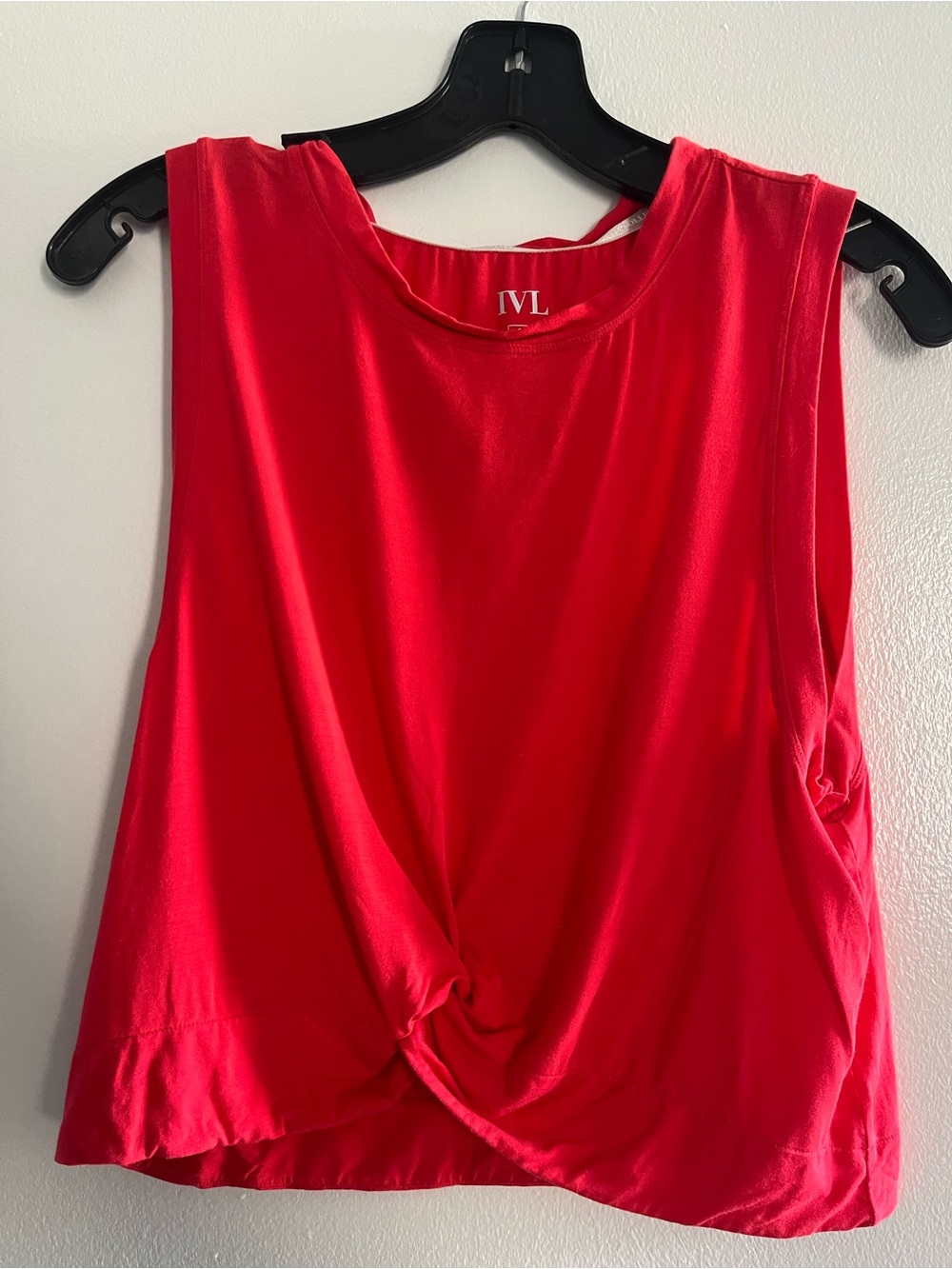 Women's Red Twist-Front Sleeveless Top